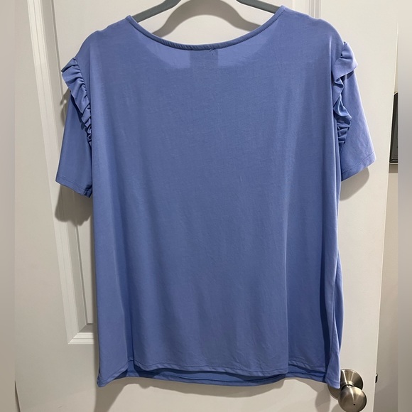 Blue Ruffle Sleeve Top - Picture 2 of 5